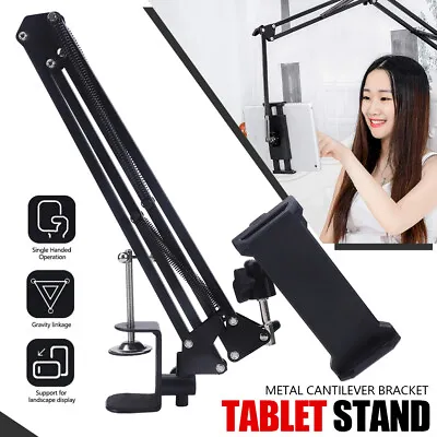 360° Flexible Long Arm Tablet Stand Mount Lazy Bed Desk Phone Holder Universal • £13.90