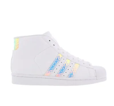 £49 • Buy Adidas White Pro Model Superstar Iridescent Holographic High Sneakers Trainers 5