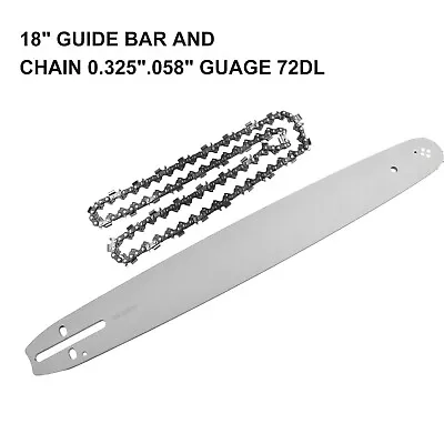 18'' Guide Bar + Chain 0.325  .058  72DL For Chinese Chainsaw Parts Replacement • $50.75