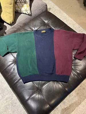 Men’s Vintage Eddie Bauer Sweater Colorblock Thick Knit Pullover Size XL • $29.99