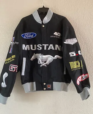 JH Design Ford Mustang 40th Anniversary Embroidered Jacket Black NASCAR Style M • $250