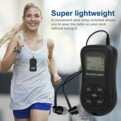 Mini Digital Portable Pocket LCD FM Radio Stereo Receiver For Walking W/Earphone • $7.99