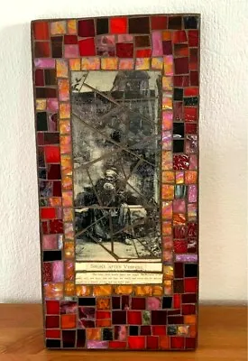 Handmade Stained Glass Mixed Media Mosaic RARE Original Wall ART 8x16.5  COOL! • $140