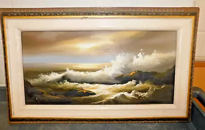 Vintage Rick Gonzalez (Filipino) Seascape Waves Oil Painting On Canvas Signed • $49.95