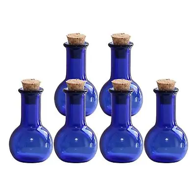 6x Mini Glass Color Bottles With Cork Stopper Mini Storage Bottle For Party • £6.41
