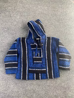 Mexican Baja Hoodie Adult Small Black Blue Drug Rug Rasta Beach Hippie • $10.40