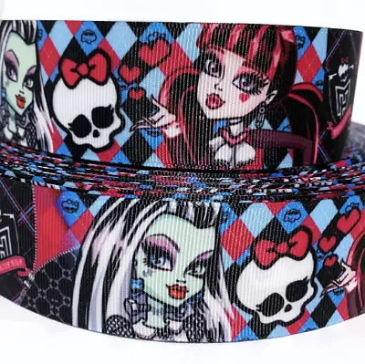 GROSGRAIN RIBBON 5/8  7/8  1.5  3  Monster High Princess Halloween Printed  • $0.99