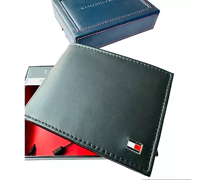 £23.99 • Buy Tommy Hilfiger Men's Leather Bifold Slim Wallet With ID Window Black