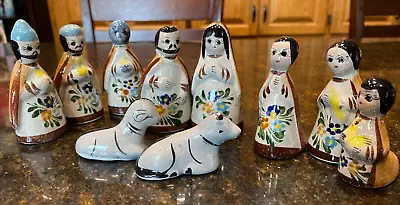 Lot Of 10 Mexican Nativity Figures Mexico FOLK ART Clay Hand Painted • $14.99