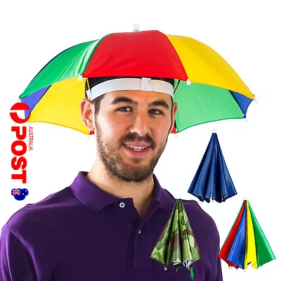 3pcs Set Sun Umbrella Hat Rain Foldable Golf Fishing Camping Headwear Head Cap   • $17.99