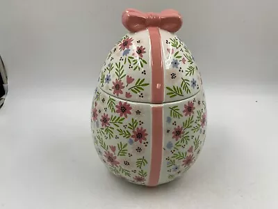 Connections Ceramic 10in Spring Flowers Egg Cookie Jar CC01B43011 • $42.89