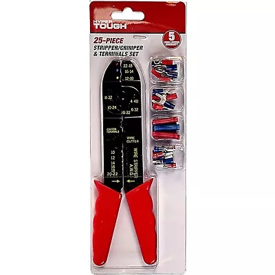 Wire & Cable Stripper / Crimper Tool With 25 Piece Cable Terminal Connectors Set • $11.99