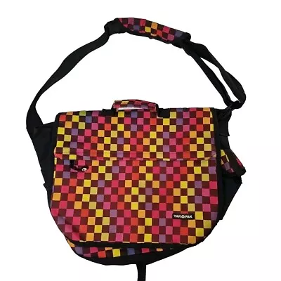 Yak Pak Crossbody Messenger Bag Rainbow Checkerboard Shoulder Bag Work School • $29.99