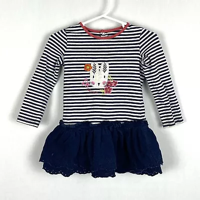 Catimini France Baby Girls Striped Bunny Dress 18M Blue Easter Embellished • $19.99