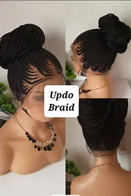  PRE ORDER  FULL LACE Updo Cornrow Braided Wig. Box Braided Wig. Braid Wig.  • £215