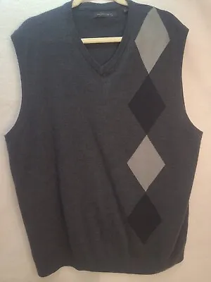 Sweater Vest Size XXL VNeck Pullover Argyle Black Gray Grandpa Stretch Holiday  • $17.99