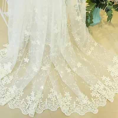 $26.82 • Buy Embroidered Lace Curtains Sheer Organza Floral Delicate French Window Treatment