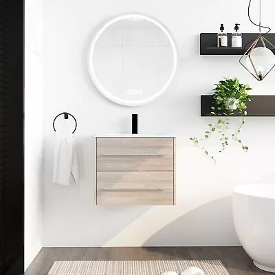 24 Wall Mounted Bathroom Vanity With SinkWhite Oak One-piece Bathroom Vanity • $358.97
