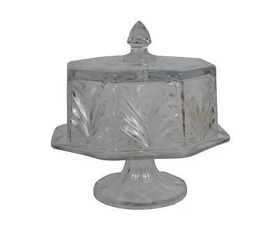 Vintage Heavy Octagonal Cut Crystal Domed Footed Pedestal Cake Plate Stand 13.5  • $399.50