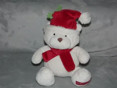 Mothercare Christmas Bear Soft Toy White My First Teddy Comforter Red • £10.45
