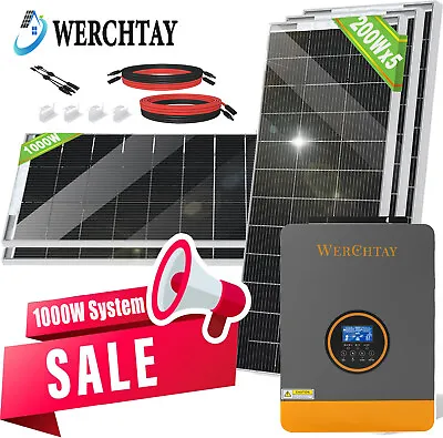 1000W Watt 24V Solar Panel System 3000W 80A MPPT Inverter For Home Shed Off-Grid • £1439.99