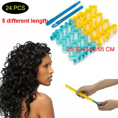 £10.33 • Buy 24pcs Magic Curlers Long Hair Curl Spiral Rollers Styling Formers Tool + Hook