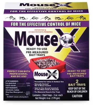 MouseX  2pk Bait Tray All-Natural Safe Non-Toxic Humane Mouse Killer Ships Fast! • $10.98