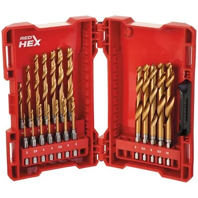 Milwaukee 19 Piece Red Hex Shockwave Impact Duty Hss-ground Metal Drill Bit Set • £54