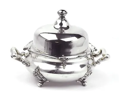 Silver Plate Meriden Quadruple Covered Butter Dome Dish Floral Finial – SLV326 • $49.95