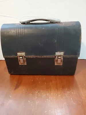 Vintage Aladdin Metal Dome Top Lunch Box Work Pail Black PATENT PENDING • $16.59