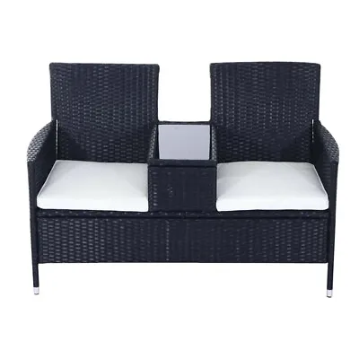 £99.99 • Buy Outsunny Rattan 2 Seat Chair Garden Furniture Patio Love Seat Outdoor Wit