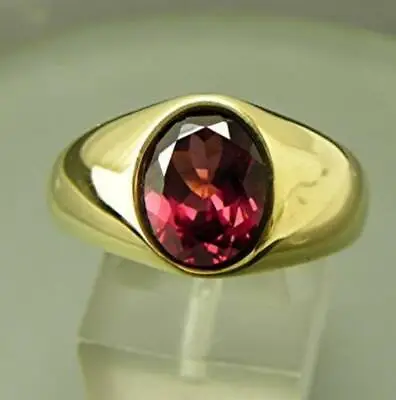 Solid 925 Sterling Silver Natural Red Garnet Oval Gemstone Official Men's Ring • $41.56