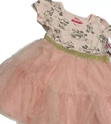 Disney Minnie Mouse Dress Sz. 3T Pink Sparkling Toulle Layer Glittering Waist • $9.99