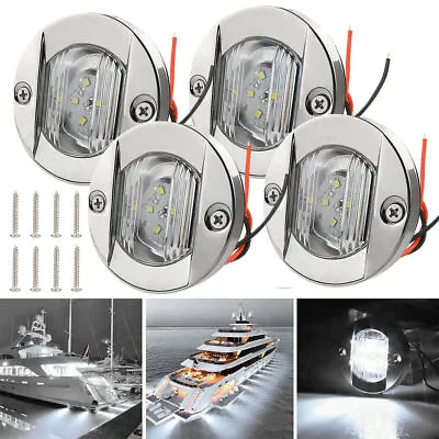 4X Round Marine Boat LED Courtesy Lights Cabin Deck Stern Navigation Light White • $13.85