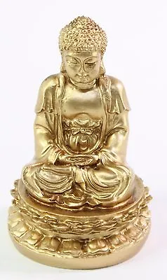 Feng Shui 2  Gold Meditating Buddha Figurine Peace Luck Statue Paperweight Gift • $7.99