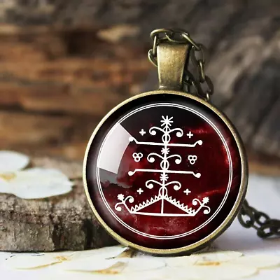 Ogou Feray Voodoo Loa Veve Pendant Vodoun Red Necklace Talisman Amulet Gift • $14.39