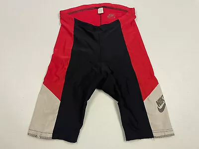 Vintage Nike Bike Cycling Unisex Shorts Size L/XL Black Red White Padded USA • $19.95