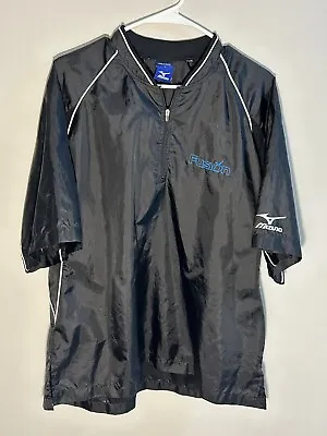 Mizuno Fusion Rain Jacket Coat Black Baseball Short Pullover Large Quarter Zip • $8.06