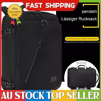 Expandable Travel Laptop Backpack 40L Black/Green Lightweight Men Women • $17.99