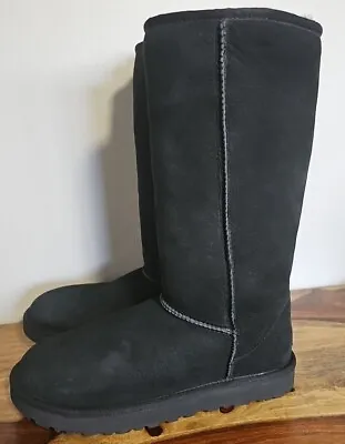 Ugg Classic Tall Ii Black Suede Sheepskin Women's Boots Size Us  10 New No Box • $142.45