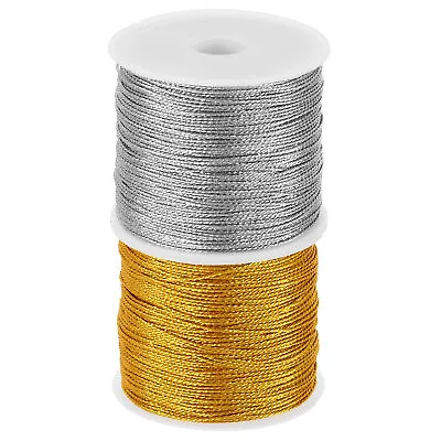 Total 76yard Metallic Cord Set 2Rolls 0.6mm Dia Ornament String GoldSilver • $7.28