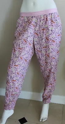 Victoria Secret Pajama Pants Women’s Size M Tiger Floral Cotton Vsc Pink Joggers • $15.50