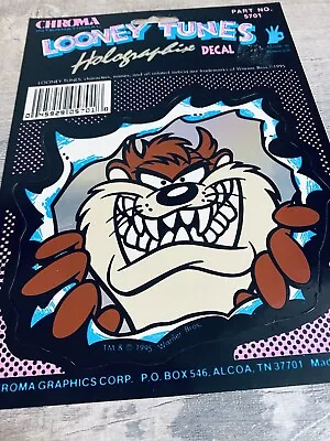 New Chrome Holographix Looney Tunes Taz Window Decal Tasmanian Devil 1995 • $3.71