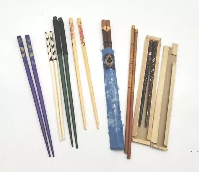 Vintage To Now Chopsticks Lot Of 7 Pairs Shell Wood Decorative Unique Variety • $24.99