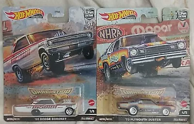 (2) Hot Wheels Premium *Drag Strip* Mopars! '65 Dodge Coronet & '73 Plymouth... • $15.99