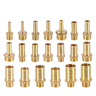 £4.32 • Buy 1/8  - 3/8  BSP Taper Thread X Hose Tail Male Brass Pipe Fittings Fuel Gas Water