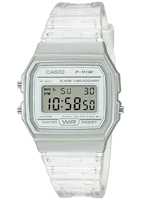 Casio F91WS-7 Digital Chronograph Watch Clear Jelly Resin Band Alarm Date • $24.33