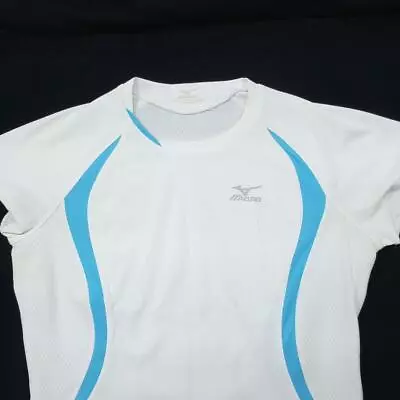 MIZUNO Active Running Gym Yoga Workout Shirt - XS - White W/ Blue Accents • $6.99