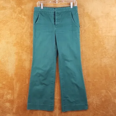 MARNI Womens Pants Size 40 Green Chino Wide Leg 100% Cotton Button Fly • $54.88