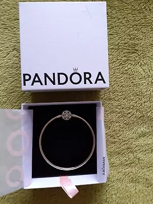 Genuine Pandora Shine Bright Snowflake Bangle Bracelet 18CM ALE 925 #598616C01 • £12.50